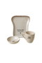Hermia Set de Desayuno de 3 Piezas en Cerámica Crema y Negro